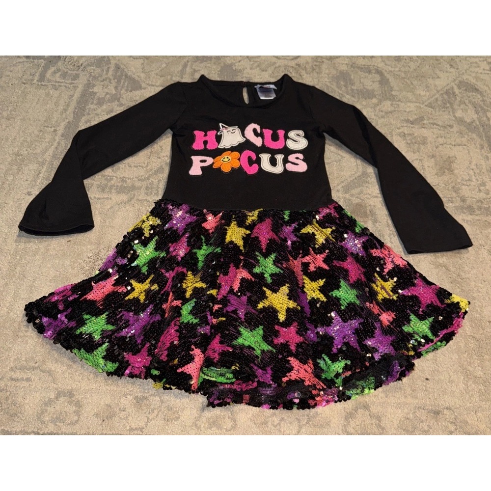 Counting Daisies Youth girls Sz 7 - 8 Hocus Pocus Halloween Sequin Tutu Dress